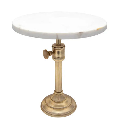 Marble &amp; Antique Brass Serving Pedestal, 12&quot;