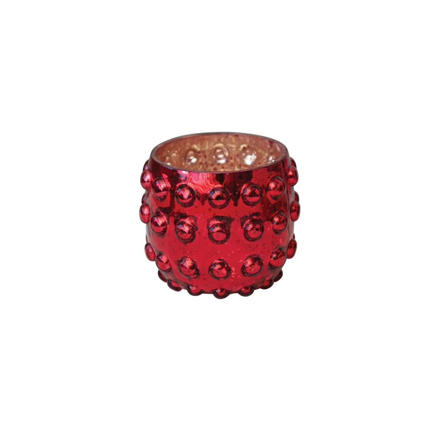 Red Hobnail Votive