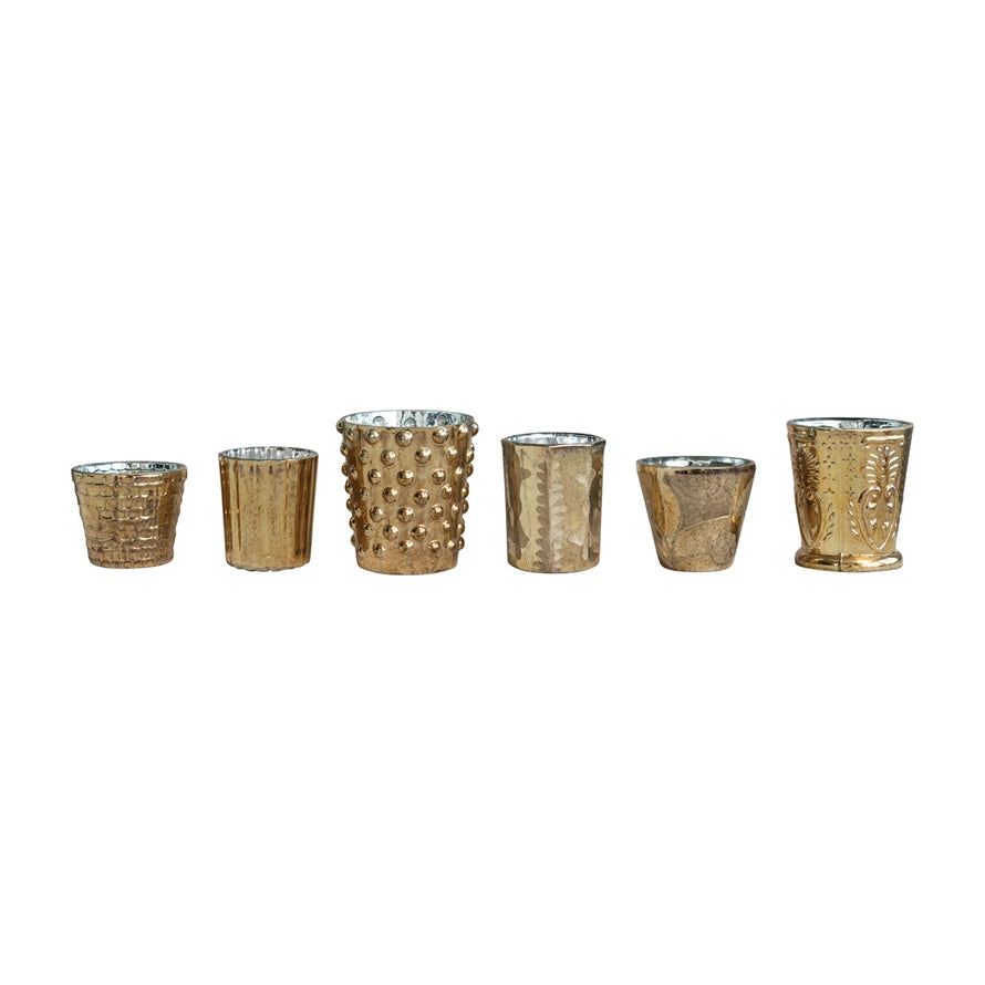 Antique Gold Votives, Set of 6