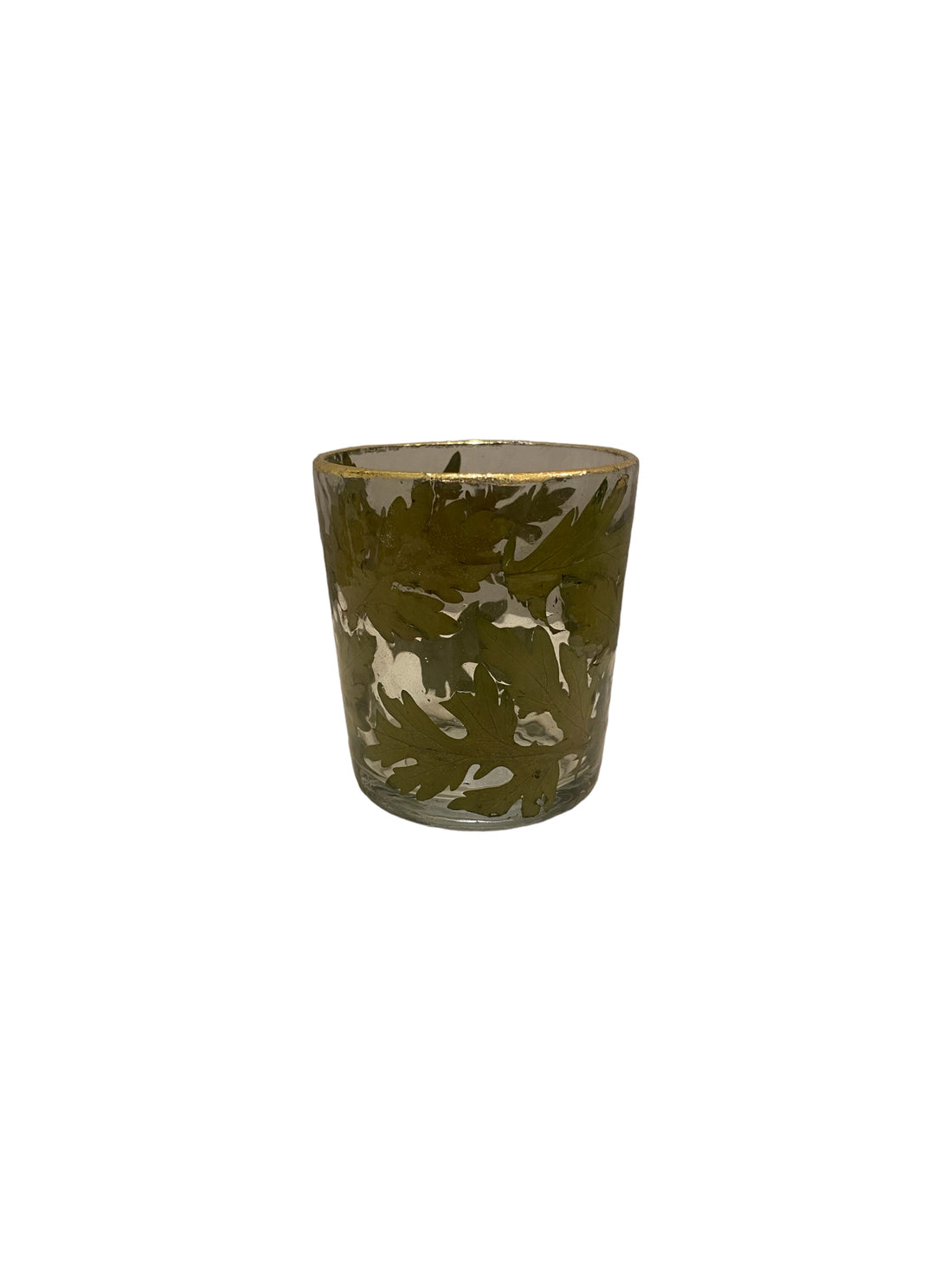 Gold Rim Oak Leaf Votive