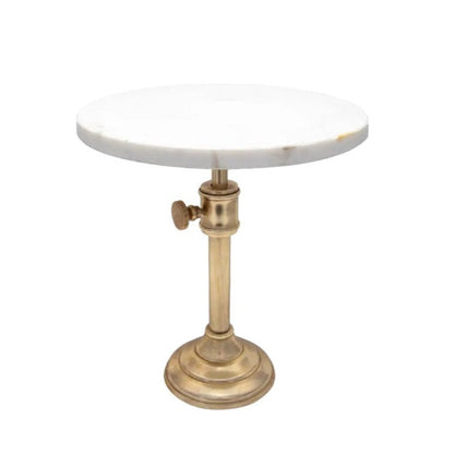 Marble &amp; Antique Brass Serving Pedestal, 9&quot;