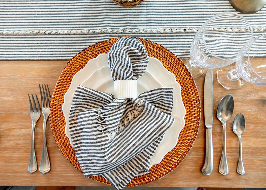 Black Stripe Hemstitch Napkin