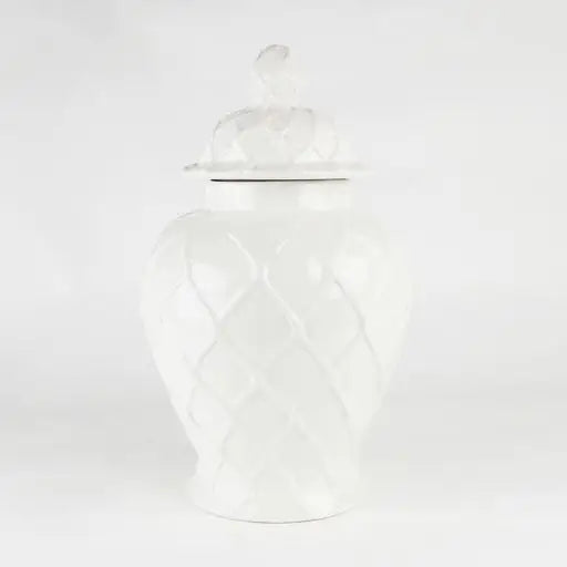 White Textured Ginger Jar, Extra Large