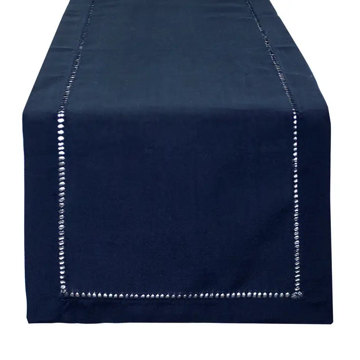 Hemstitch Runner, Navy Blue