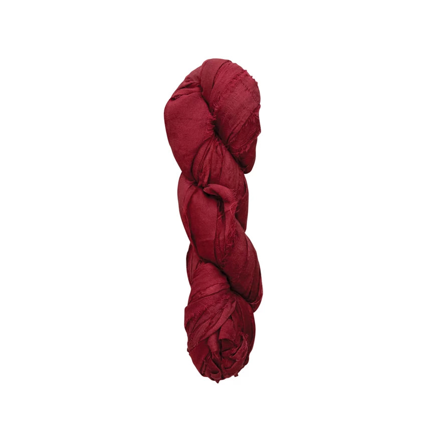 Recycled Torn Ribbon Silk, Burgandy