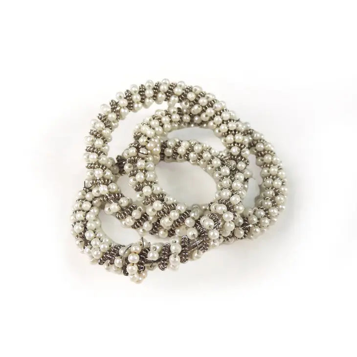 Pearl Roped Napkin Rings, Set of 4