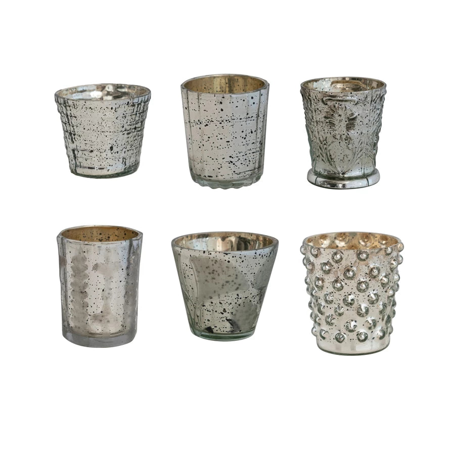 Antique Silver Votives, Set of 6