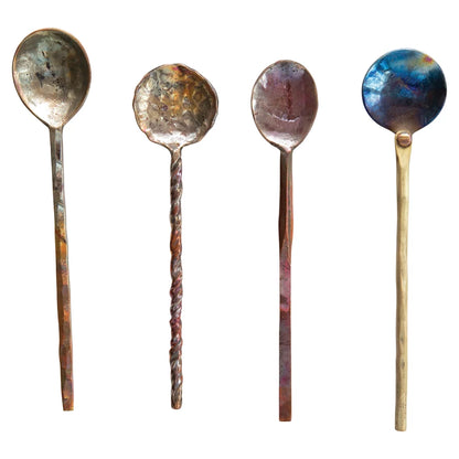 Hand Forged Copper Spoons, Set of 4